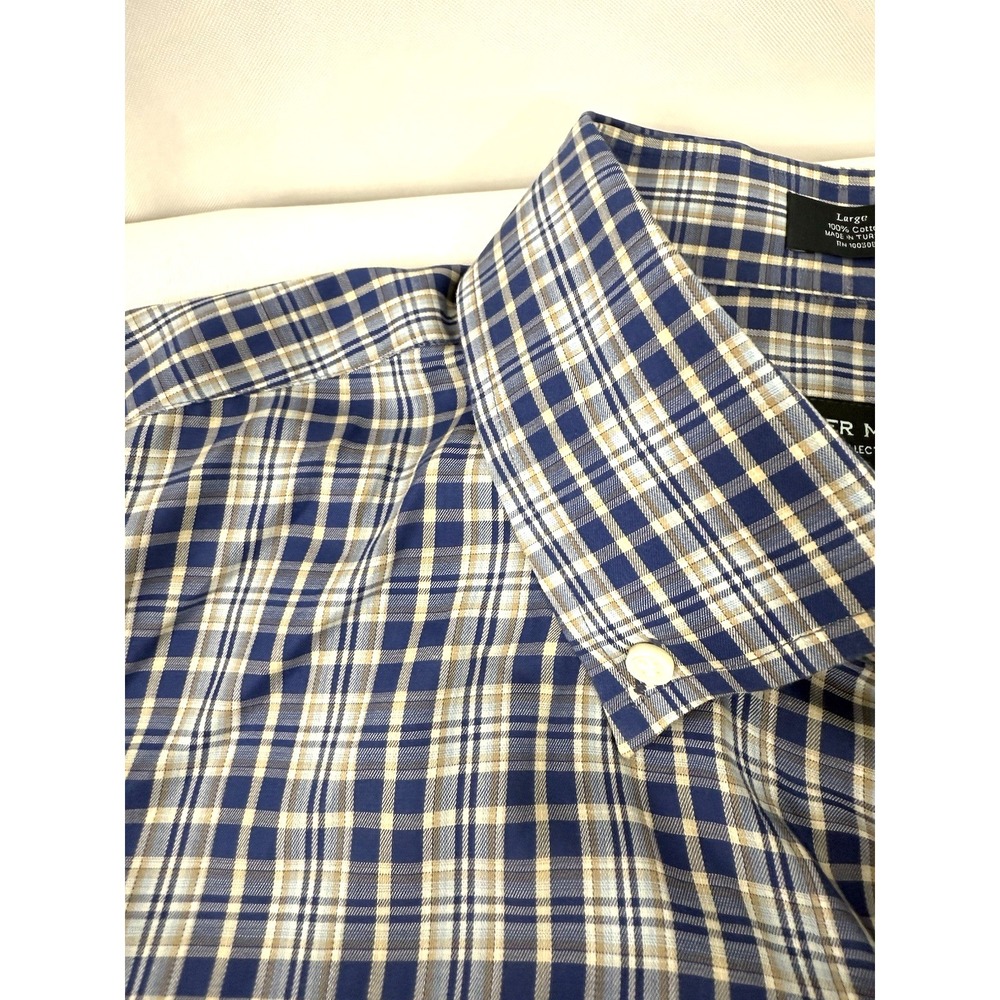 Peter Millar Collection Blue Plaid Long Sleeve Button Front Shirt Mens Size L - Picture 10 of 11